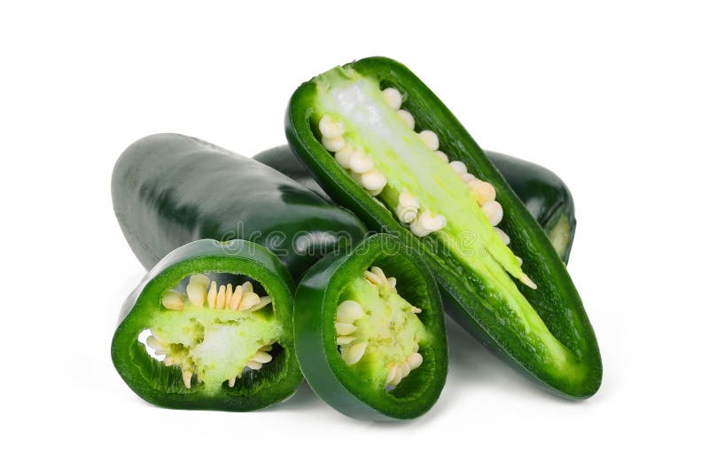 Green chili jalapeno isolated on white background