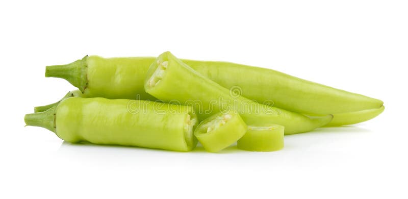 Green Hot Chili Pepper on White Stock Photo Image of ingredient