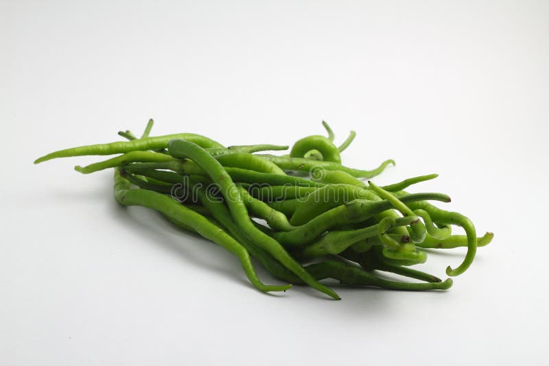 Green chilli isolated on white background. Green chili peppers