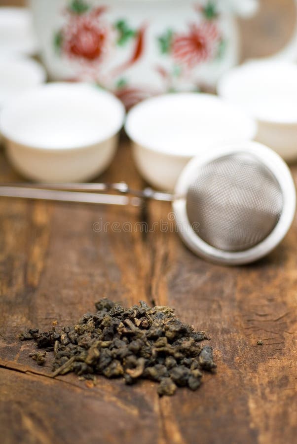 Green chinese tea set stock photo. Image of asia, strainer 13937792