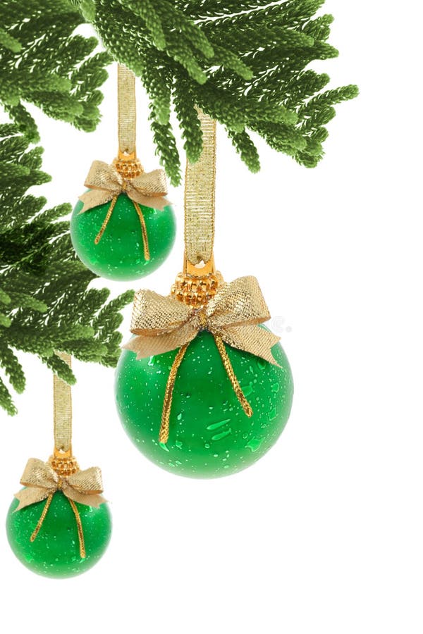 Green Christmas baubles stock image. Image of space, three 6872115