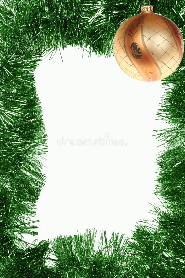 Green Christmas frame with gold ball