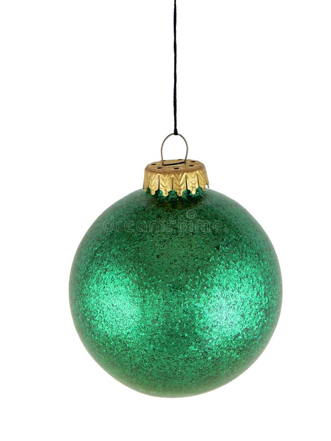 Green christmas glass ball on white background