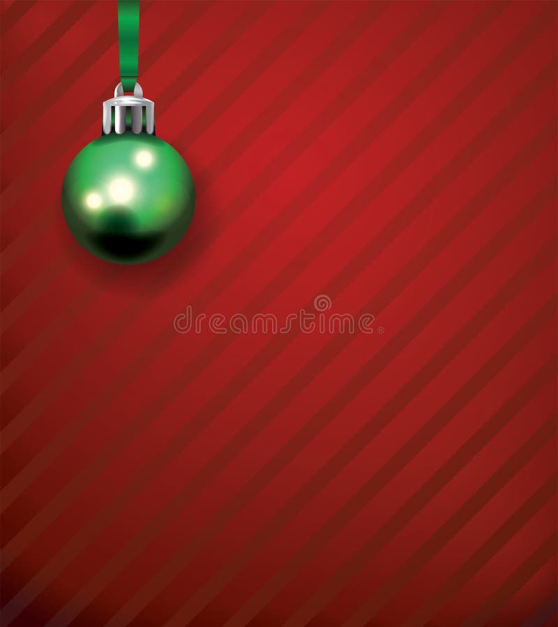 Green Christmas Holiday Ornament on a Red Pattern Background Ill Stock