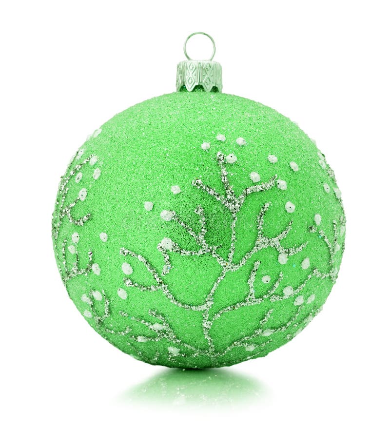 Green Christmas Tree Ball Isolated on a White Background Stock Image