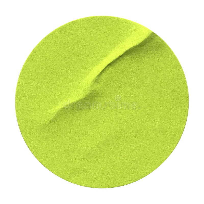 Green Circle Paper Sticker Label Isolated on White Background Stock