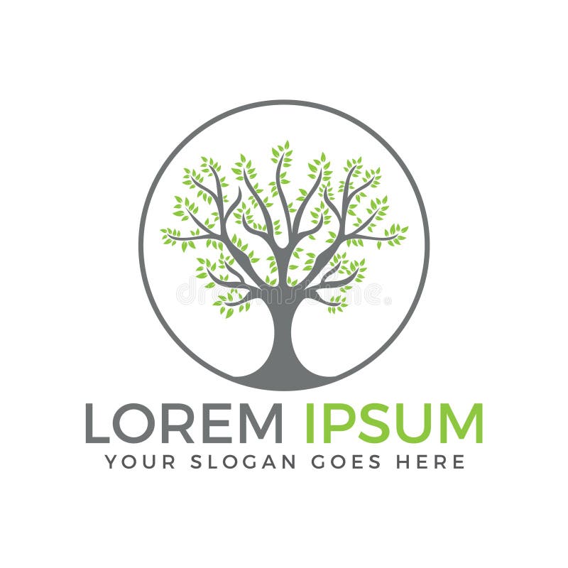 Green circle tree logo design. vector illustration