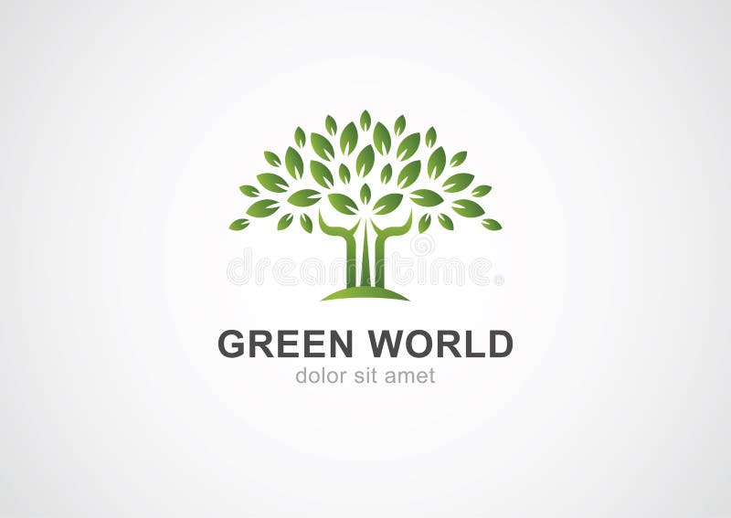 Green circle tree vector logo design template. Garden or ecology icon.