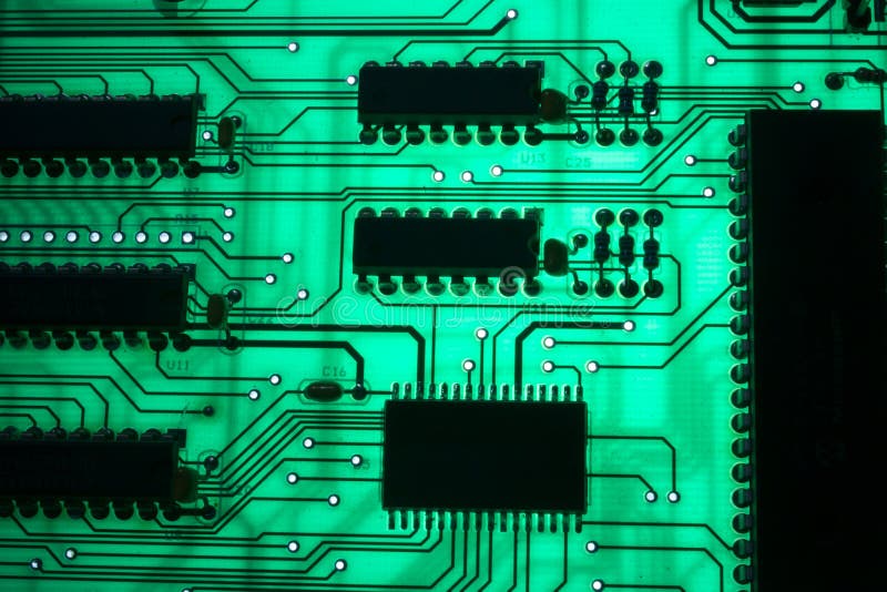 Green electronic board stock photo. Image of close, computer 25558470