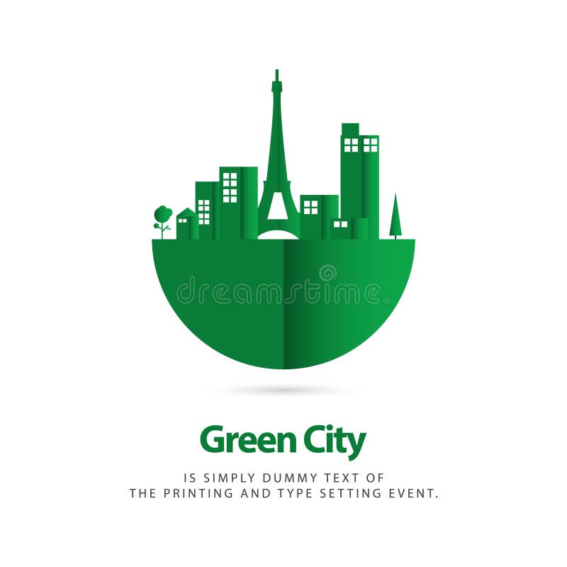 Green City Vector Template Design Illustration Stock Vector