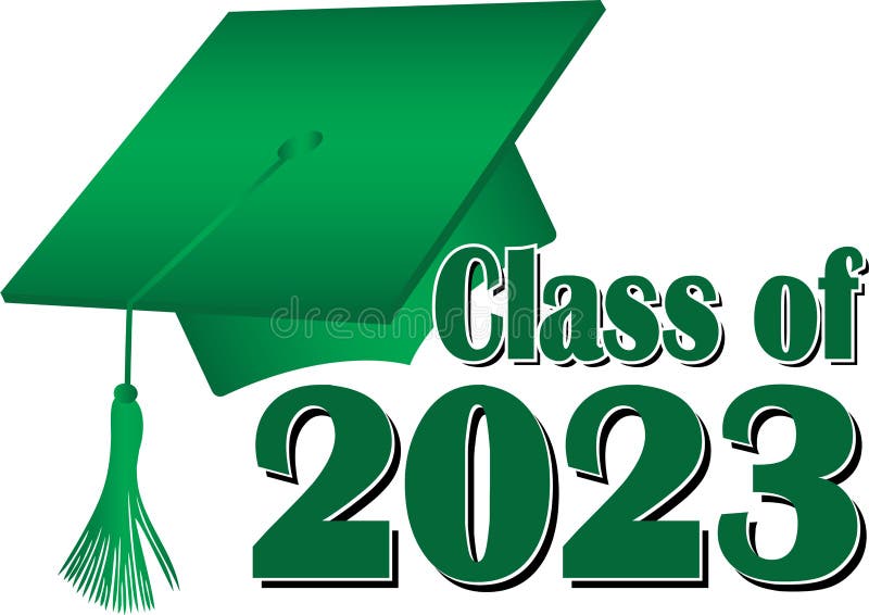 Green Class of 2023 Graduation Cap Stock Illustration - Illustration of