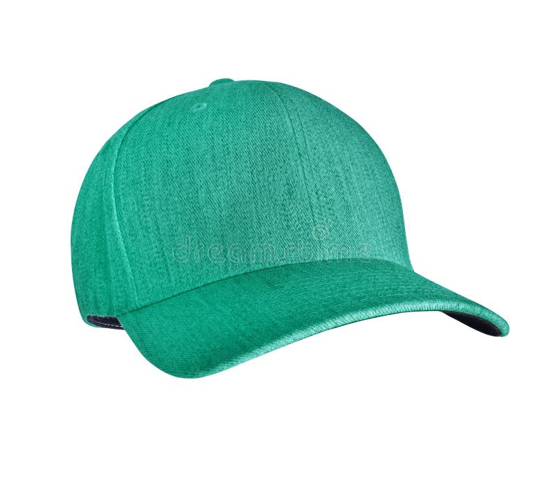 Green classic baseball cap isolated on white background royalty free stock photo