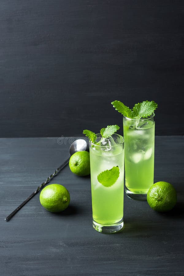 Green cocktail with mint stock image. Image of green 64414543