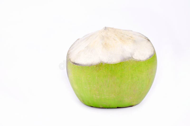 Green Coconut Fruit Ready To Drink Isolated on White Stock Image