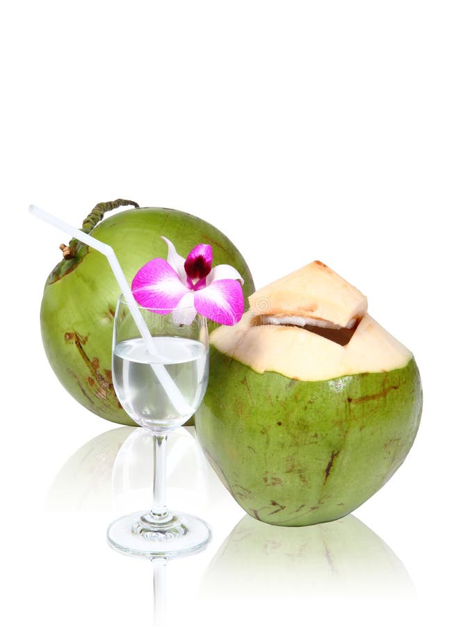 Green Coconuts with Drinking Straw Clipping Path. Stock Image Image