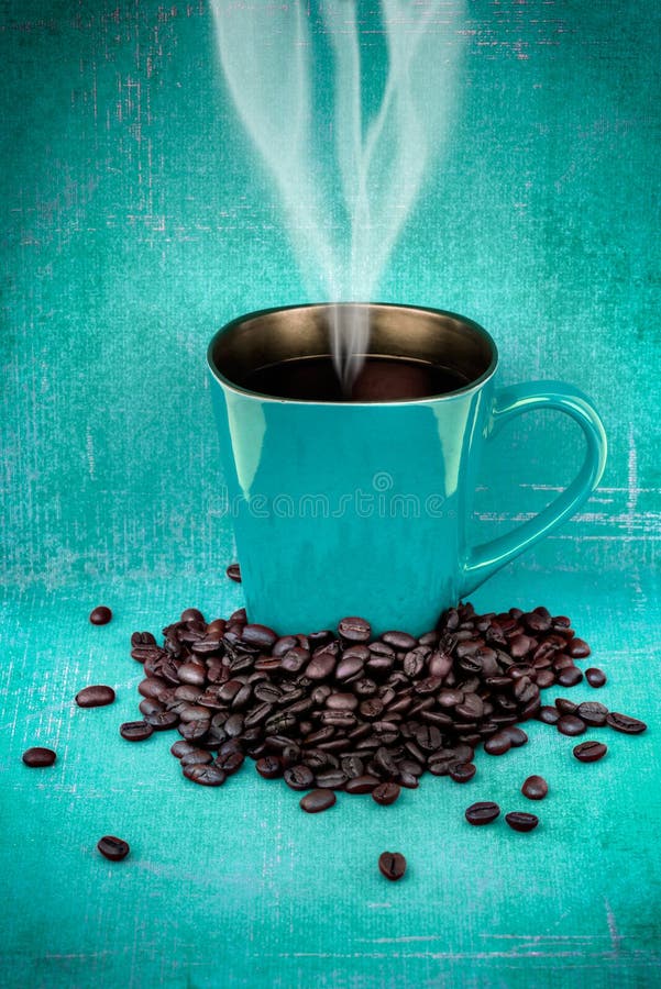Green Coffee Mugs and Coffee Beans Stock Image Image of aromatic