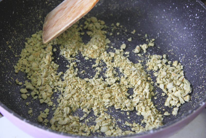 Green Coffee Roasting on the Black Pan Stock Photo Image of energy