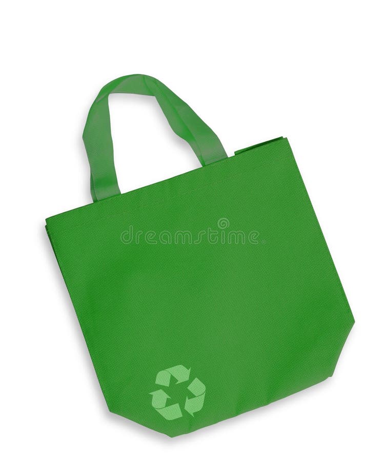 Green color fabric bag stock photos