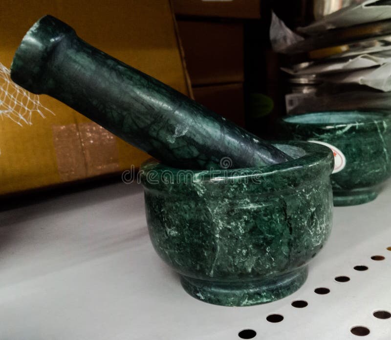 Green Color Granite Mortar and Pestle only Stock Photo Image of