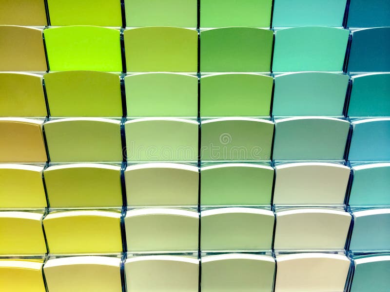 Green color swatches in a store