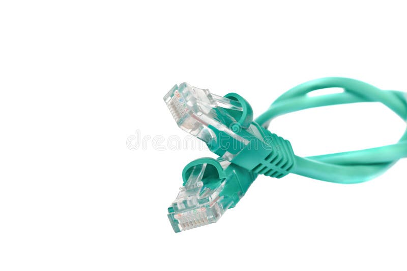 Green Computer Cable Isolated on White Background Stock Image