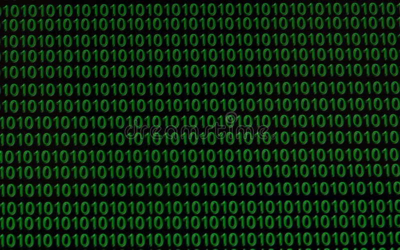 Green Computer Language Binary Numbers Glow on Black Background Stock ...