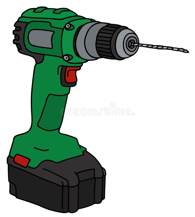 Green cordless drill stock vector. Illustration of hand 74286778