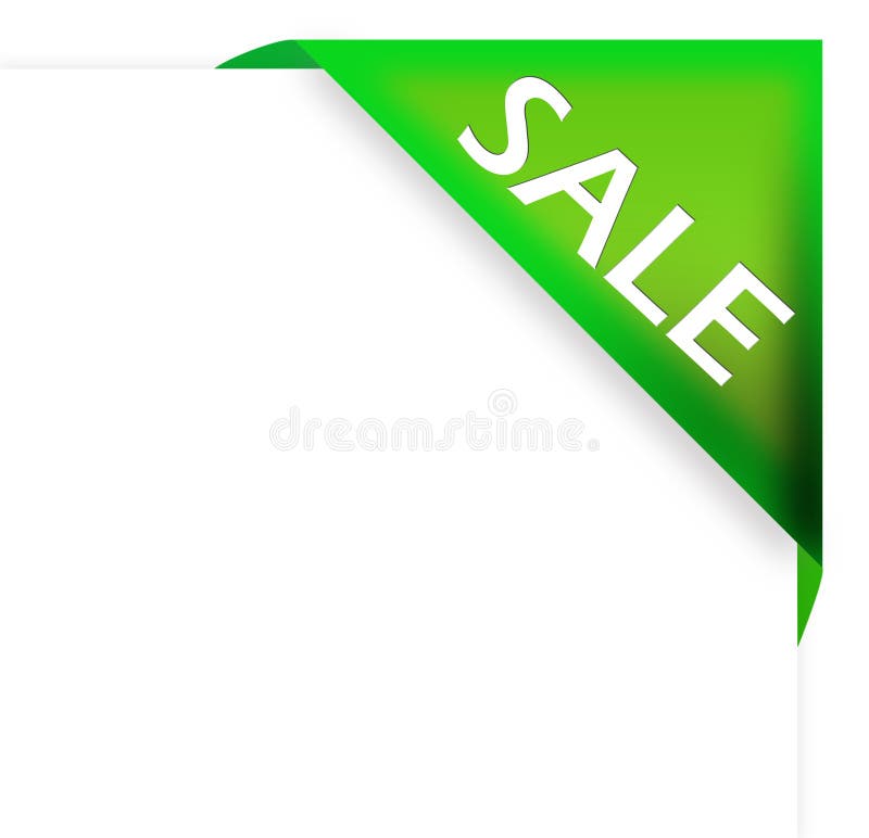 Green Corner Ribbon with Sale Sign Stock Illustration Illustration of