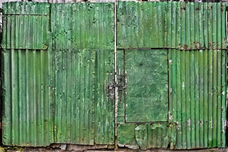 Green Corrugated Sheet Metal Gate Stock Photo Image of architecture