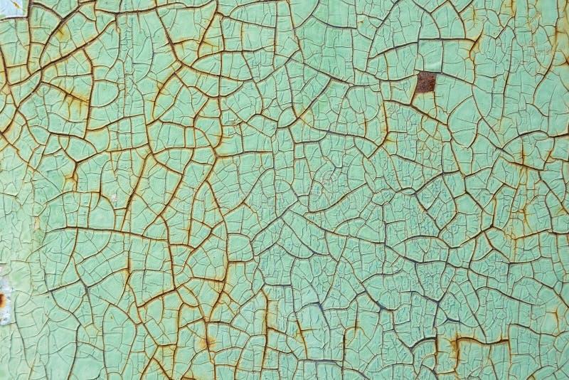 Green Cracked Painting on Metal Surface Stock Image Image of messy