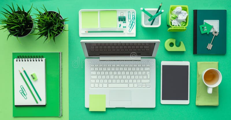Green creative desktop stock photo