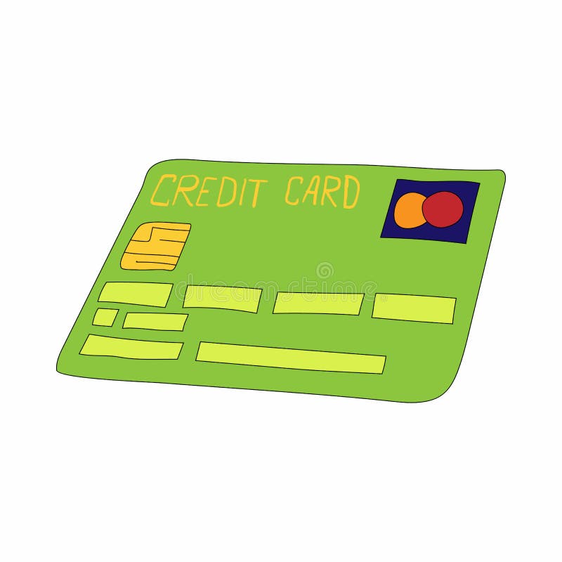 Green Credit Card Icon, Cartoon Style Stock Illustration - Illustration