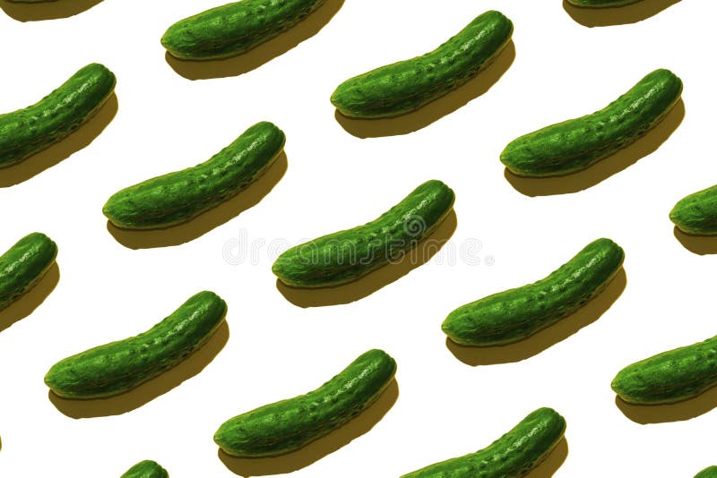 Green cucumber pattern on white background pop art design