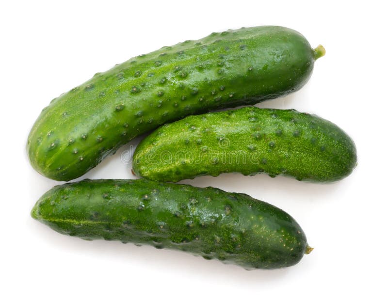 Green cucumbers isolated on white background