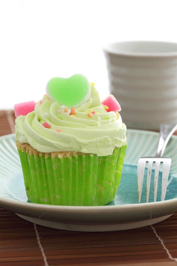 Giant Cupcake with Green Frosting Stock Image Image of sugar, single