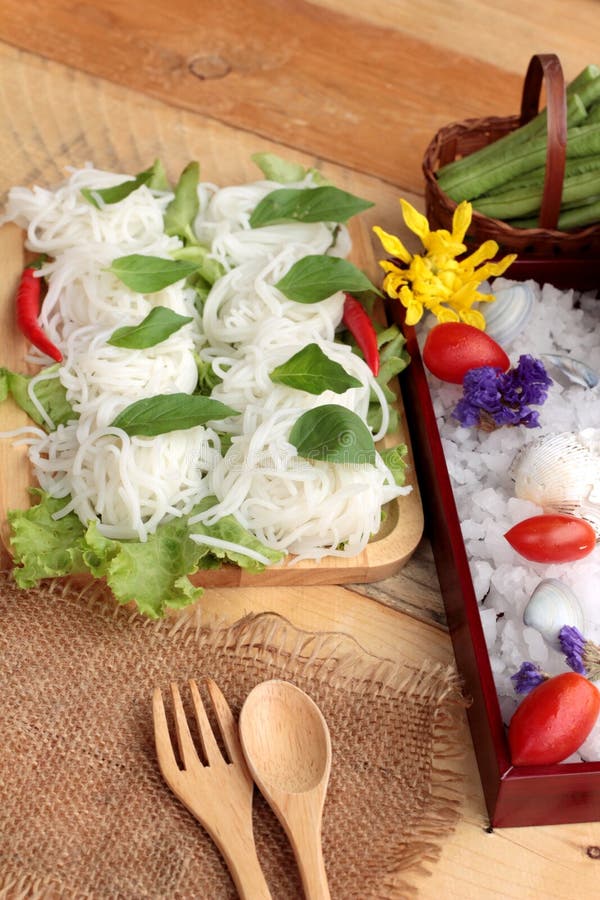 Green Curry Coconut Milk with Rice Noodle. Stock Photo Image of salad
