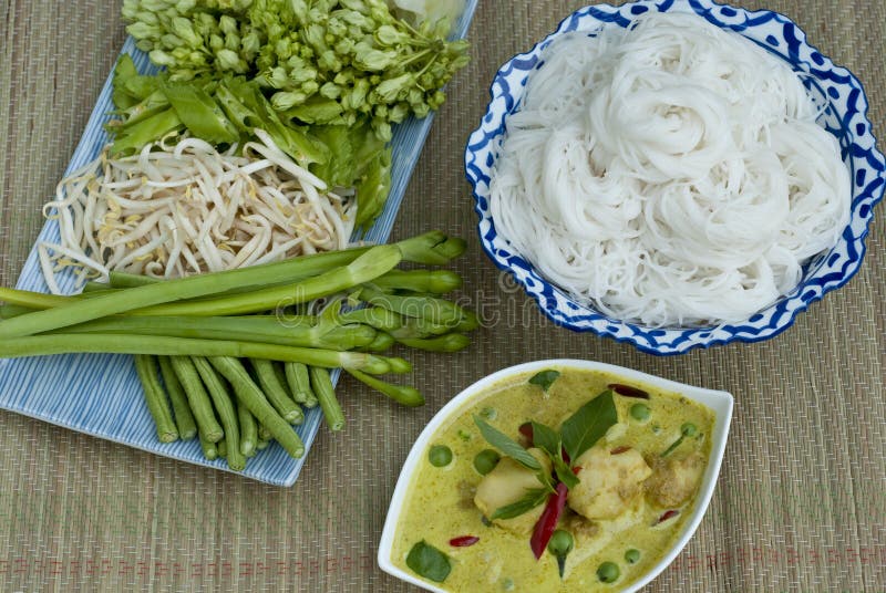 Green Curry and Rice Noodles Stock Photo Image of coconut, cooking 17210308