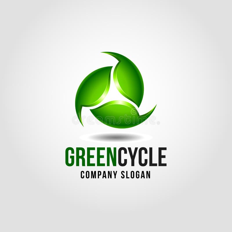 Green Cycle Nature Green Leaf with 3D Style Logo Stock Vector
