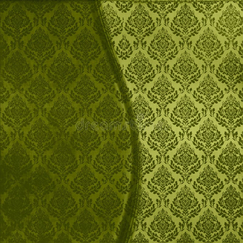 Rich, two toned green floral damask fabric seamless wavy ornate background. Rich, two toned green floral damask fabric seamless wavy ornate background.