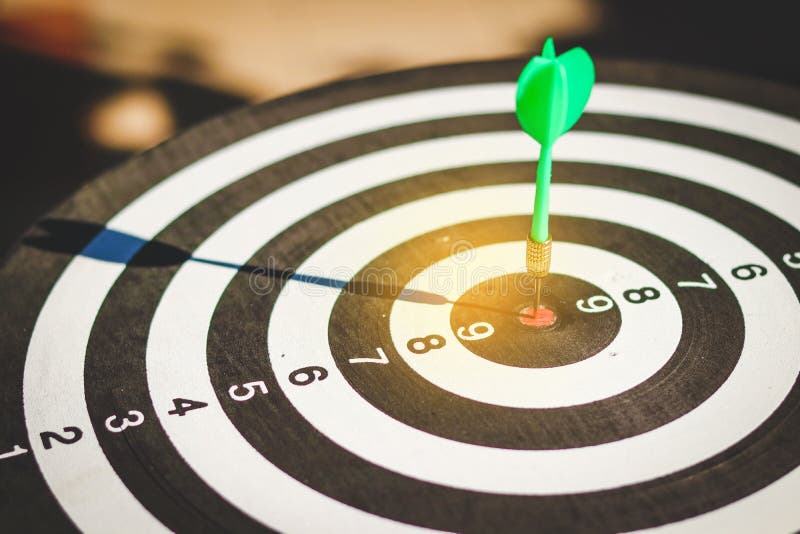 Green Darts in the Middle of the Target Stock Photo Image of dart