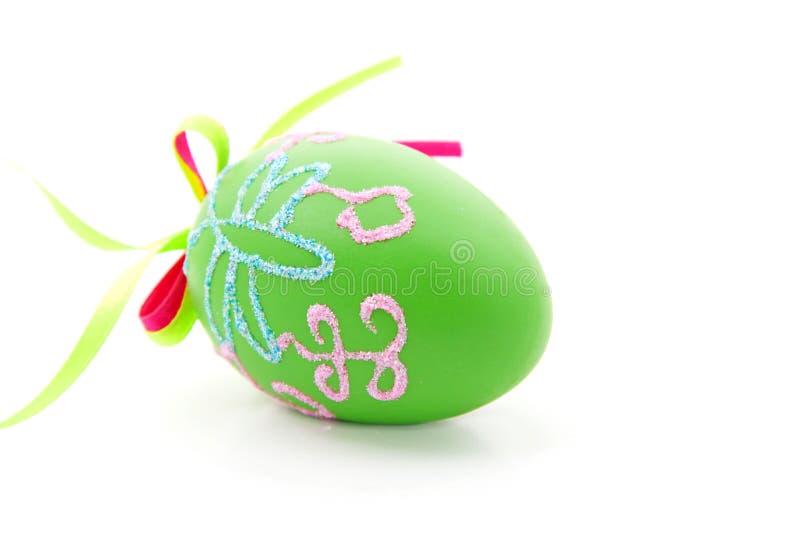 Green decorated easter egg royalty free stock image