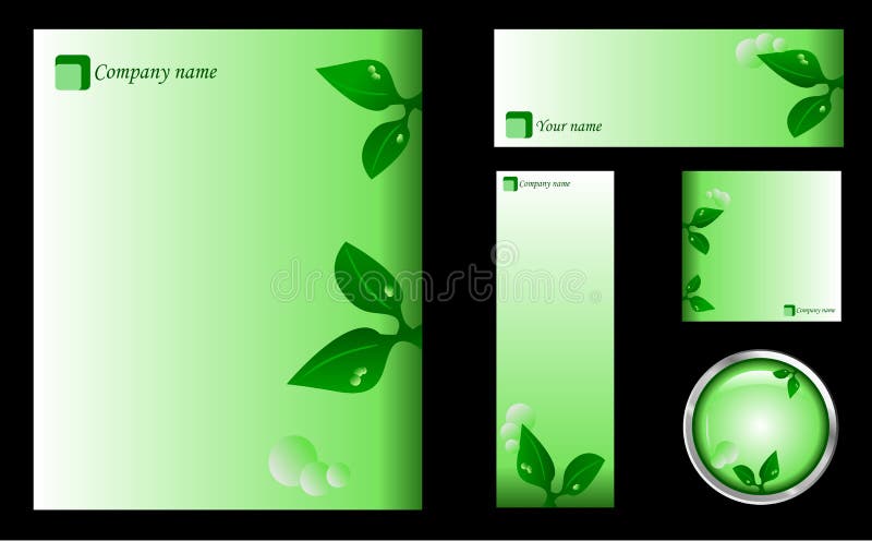 Green Design Template, Card, Icon and Button Set