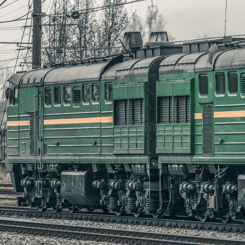 Green diesel locomotive royalty free stock photos