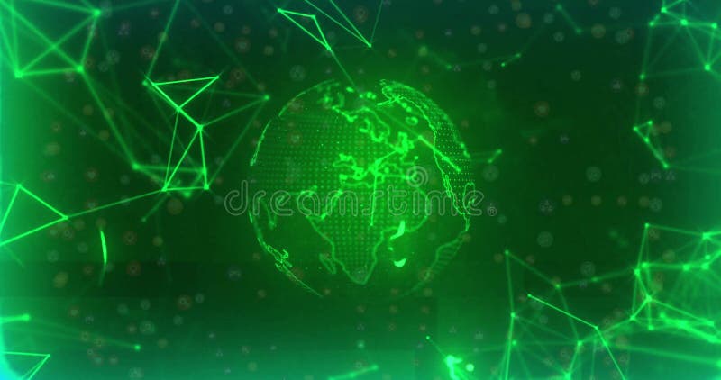Green digital globe with network connections, data processing image royalty free stock photos