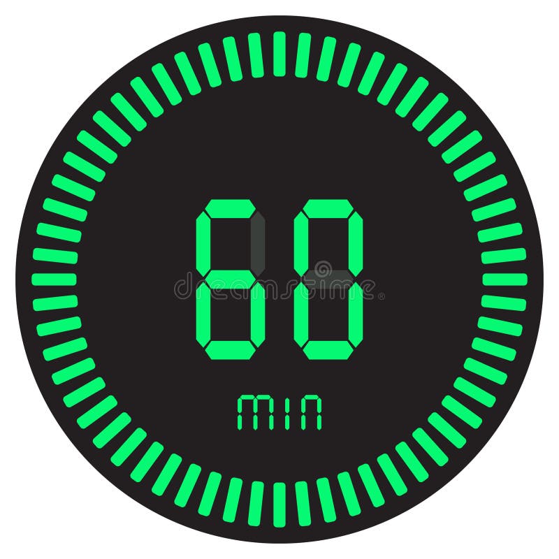 The Green Digital Timer 60 Minutes, 1 Stopwatch with a Gradient Dial Starting Vector Icon, Clock and Watch. Stock Vector - Illustration of stop, modern: 129282564