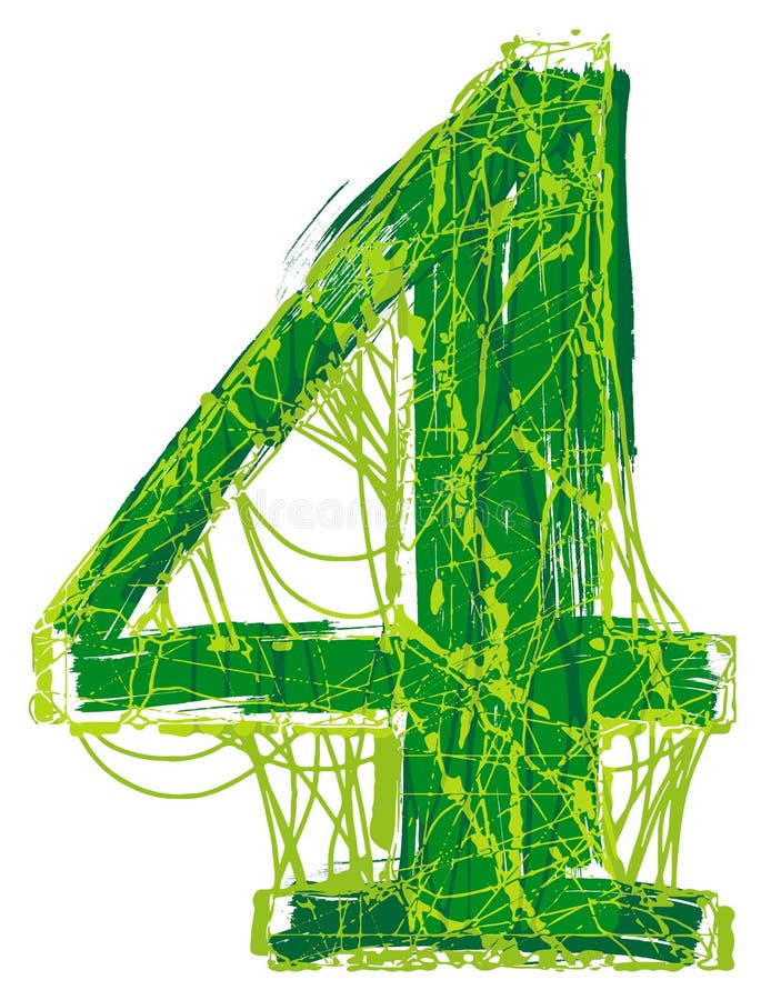 Green distressed font. Vector grunge number. stock illustration