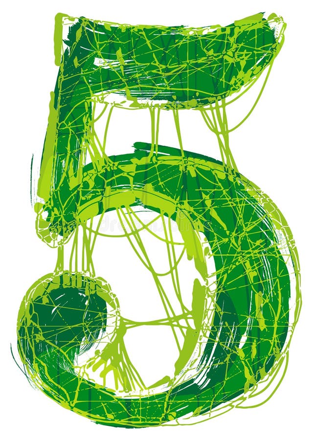 Green distressed font. Vector grunge number. royalty free illustration