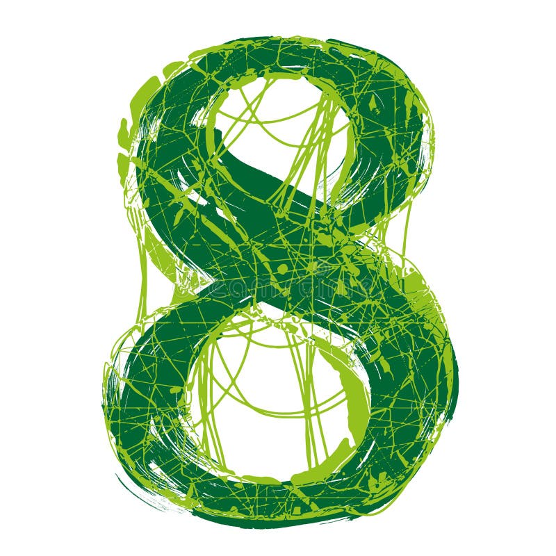 Green distressed font. Vector grunge number. royalty free illustration
