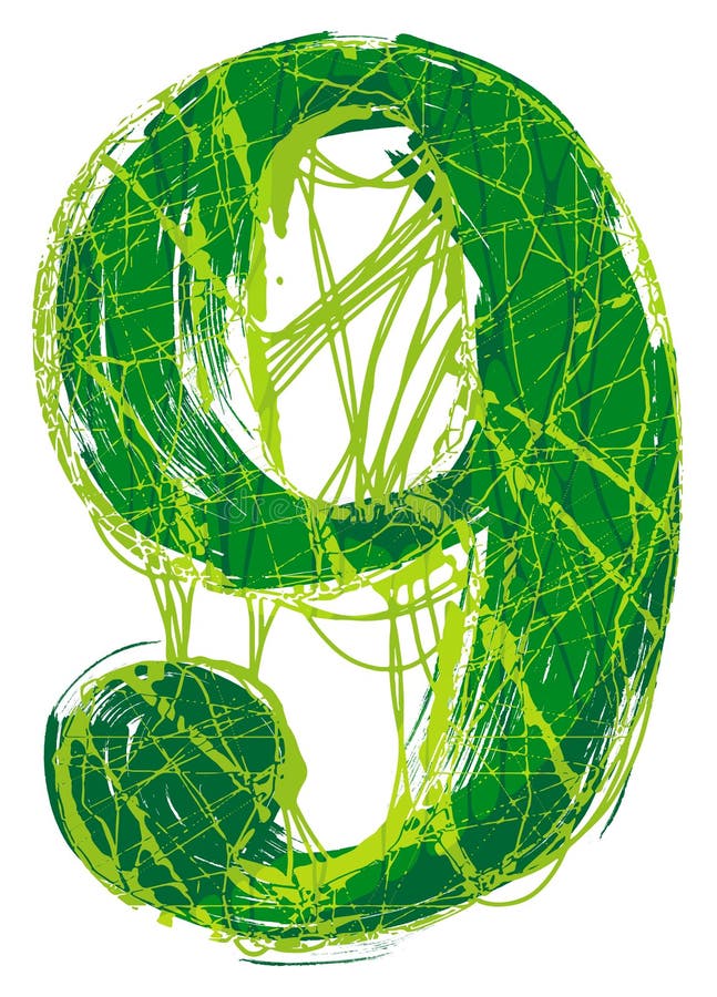 Green distressed font. Vector grunge number. royalty free illustration