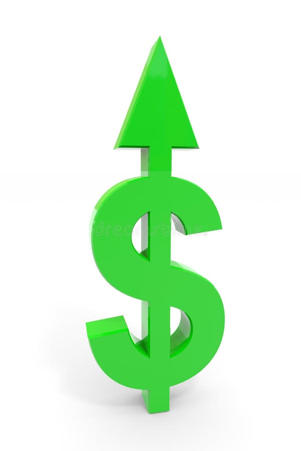 Green dollar sign with arrow up.